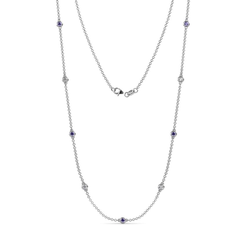 Adia (9 Stn/2.3mm) Iolite and Diamond on Cable Necklace 
