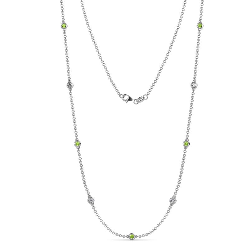 Adia (9 Stn/2.3mm) Peridot and Diamond on Cable Necklace 