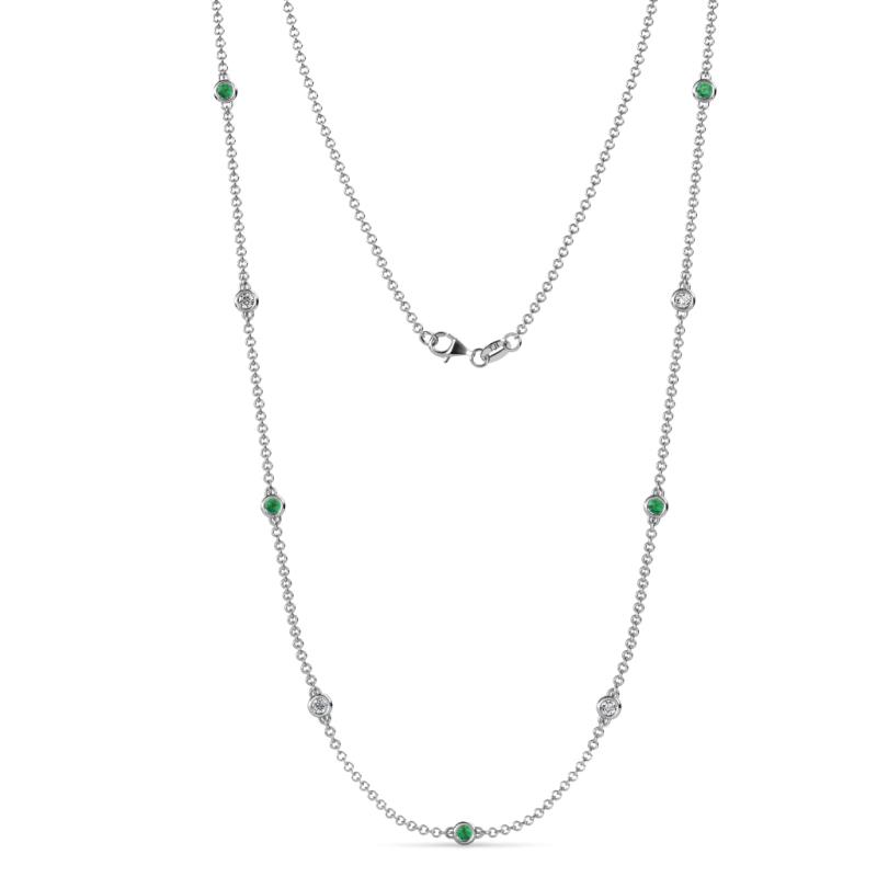 Adia (9 Stn/2.3mm) Emerald and Diamond on Cable Necklace 