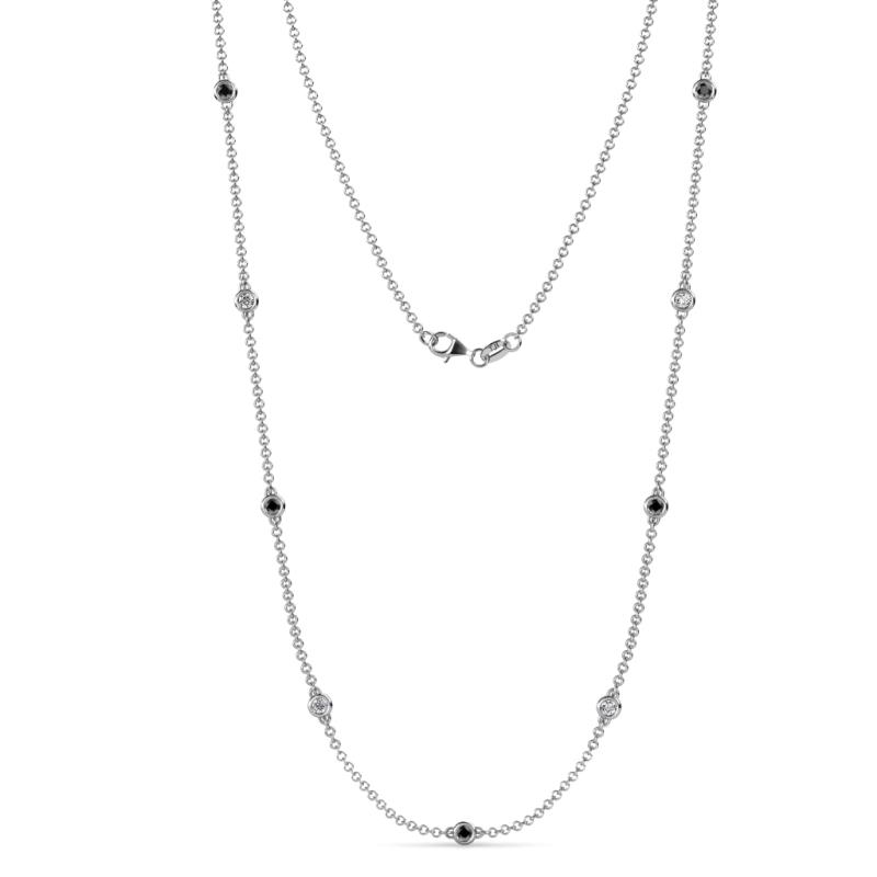 Adia (9 Stn/2.3mm) Black and White Diamond on Cable Necklace 