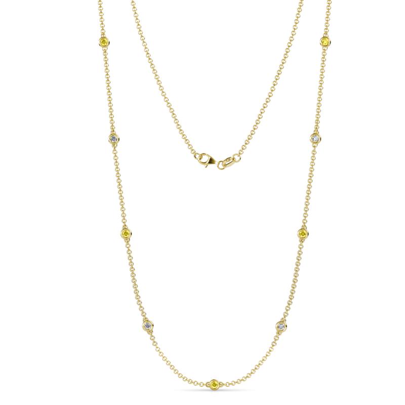 Adia (9 Stn/2.3mm) Yellow Sapphire and Diamond on Cable Necklace 