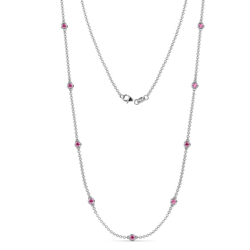 Adia (9 Stn/2.3mm) Pink Sapphire on Cable Necklace 