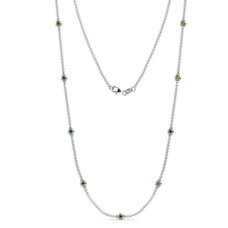 Adia (9 Stn/2.3mm) Green Garnet on Cable Necklace 