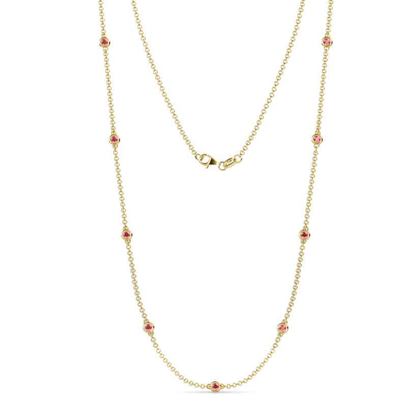 Adia (9 Stn/2.3mm) Pink Tourmaline on Cable Necklace 