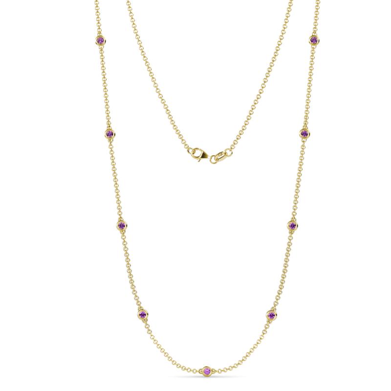 Adia (9 Stn/2.3mm) Amethyst on Cable Necklace 