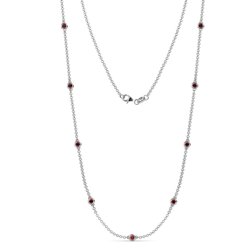 Adia (9 Stn/2.3mm) Red Garnet on Cable Necklace 