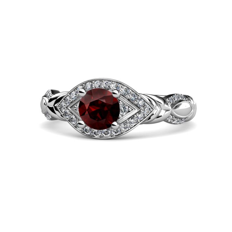 Kalila Signature Red Garnet and Diamond Engagement Ring 