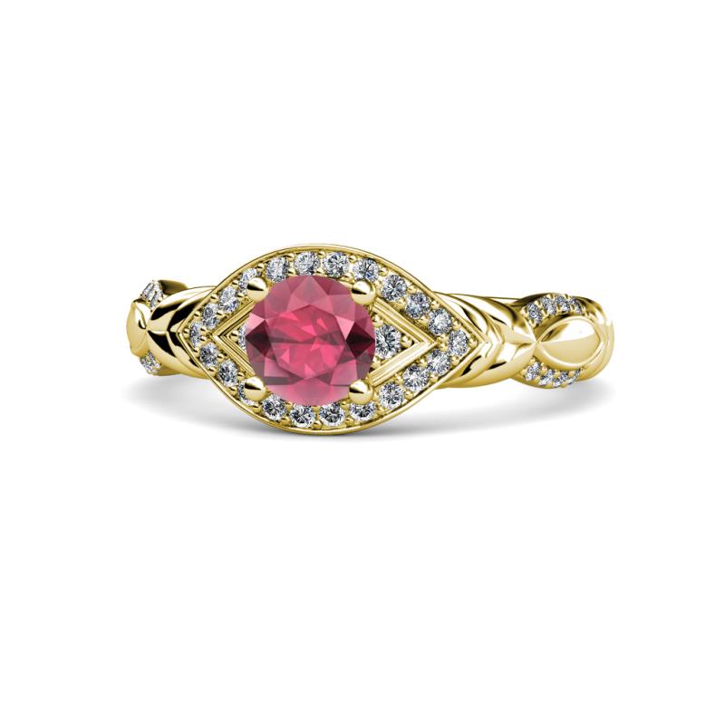 Kalila Signature Rhodolite Garnet and Diamond Engagement Ring 