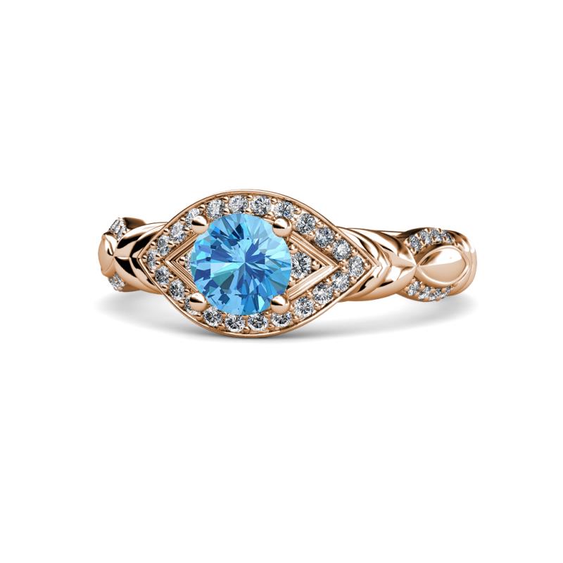 Kalila Signature Blue Topaz and Diamond Engagement Ring 