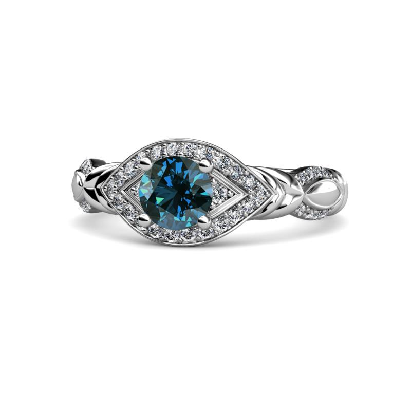 Kalila Signature Blue and White Diamond Engagement Ring 