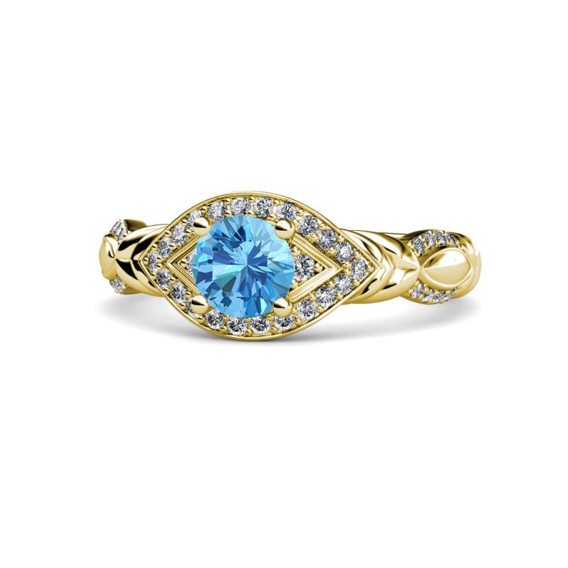 Kalila Signature Blue Topaz and Diamond Engagement Ring 