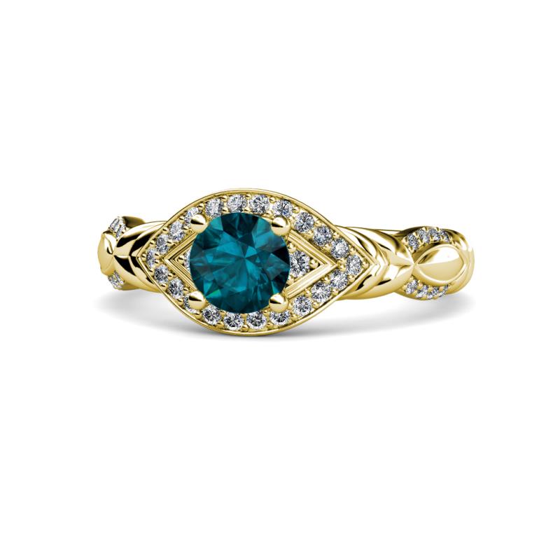 Kalila Signature London Blue Topaz and Diamond Engagement Ring 