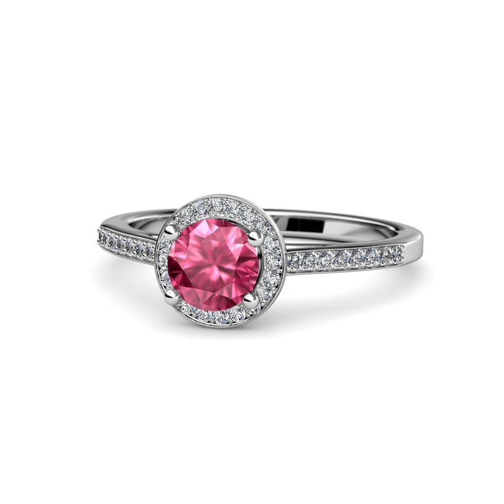 Vida Signature Pink Tourmaline and Diamond Halo Engagement Ring 