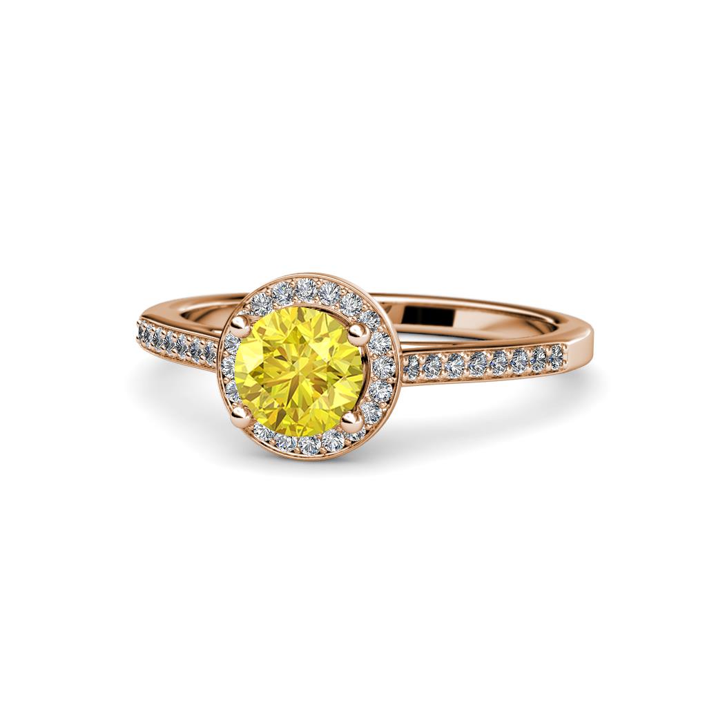 Vida Signature Yellow Sapphire and Diamond Halo Engagement Ring 
