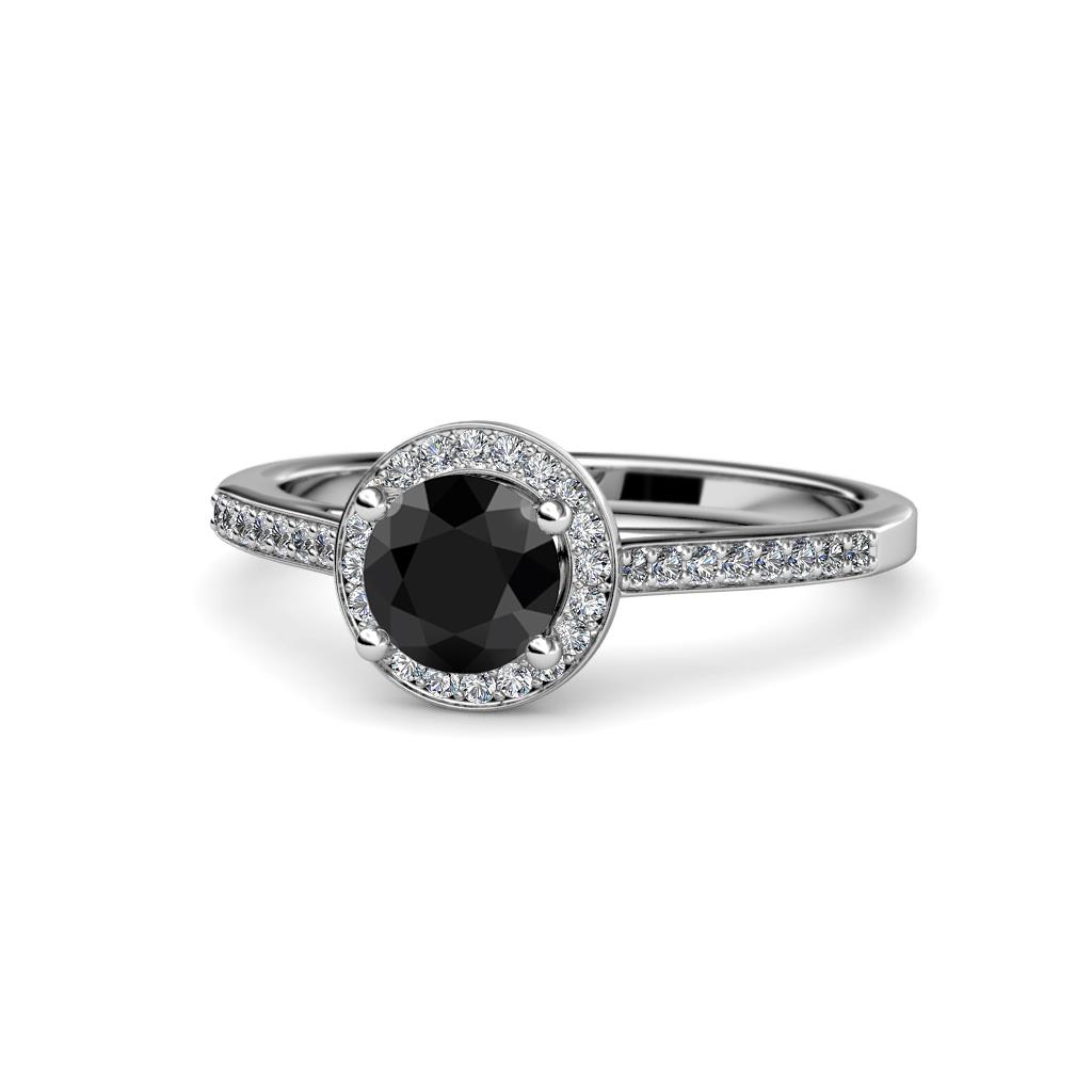 Vida Signature Black and White Diamond Halo Engagement Ring 