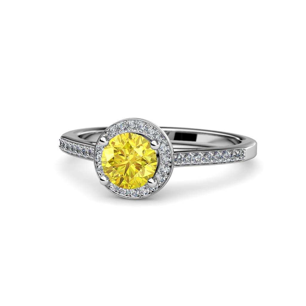 Vida Signature Yellow Sapphire and Diamond Halo Engagement Ring 