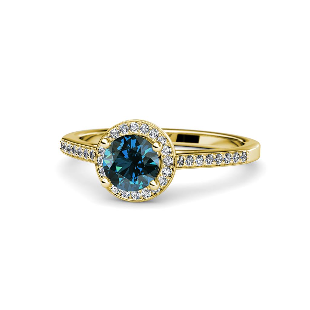 Vida Signature Blue and White Diamond Halo Engagement Ring 