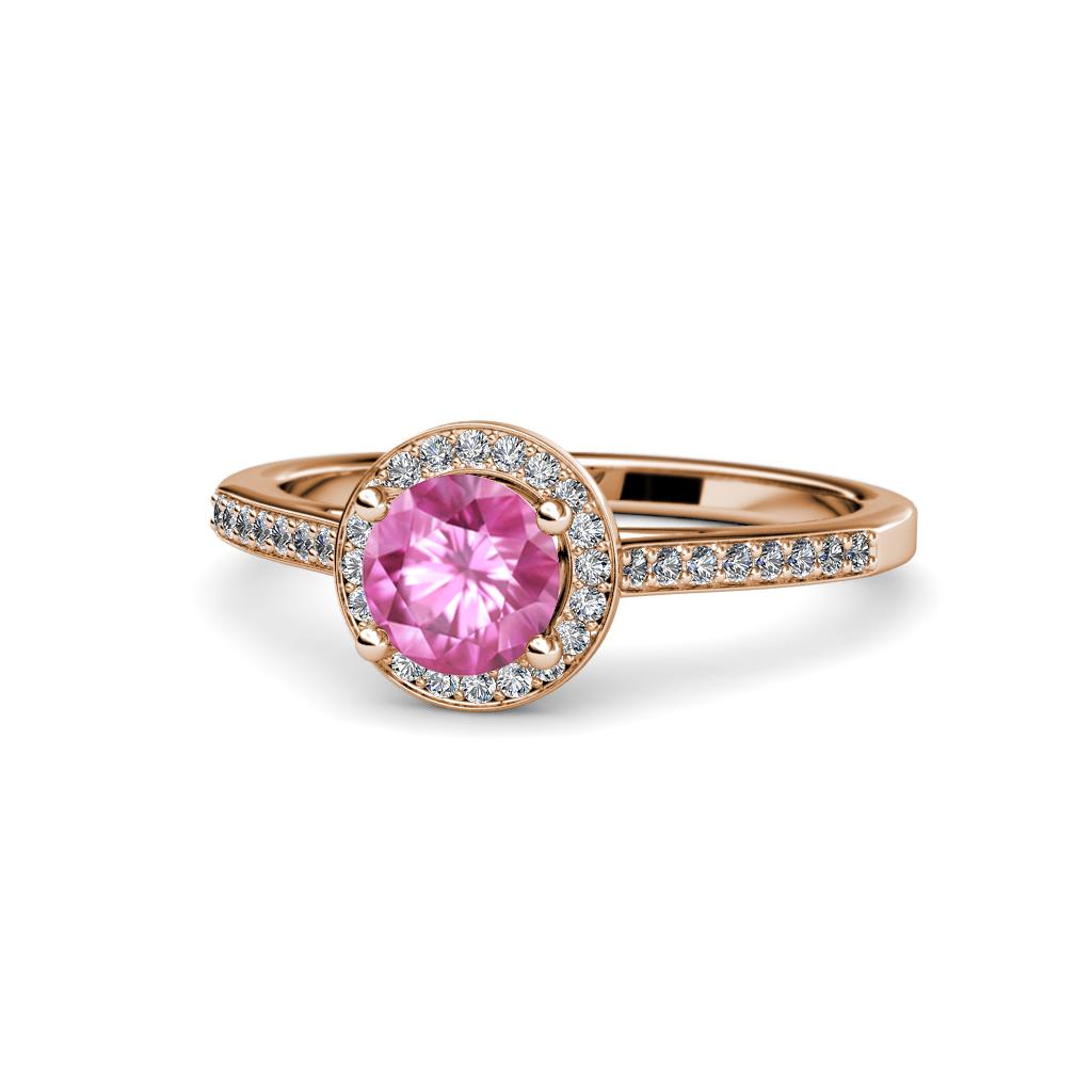 Vida Signature Pink Sapphire and Diamond Halo Engagement Ring 