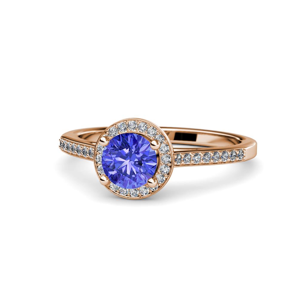 Vida Signature Tanzanite and Diamond Halo Engagement Ring 