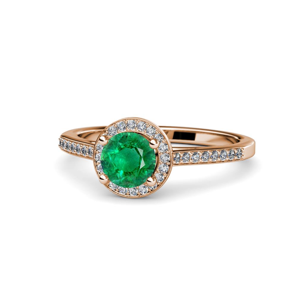 Vida Signature Emerald and Diamond Halo Engagement Ring 