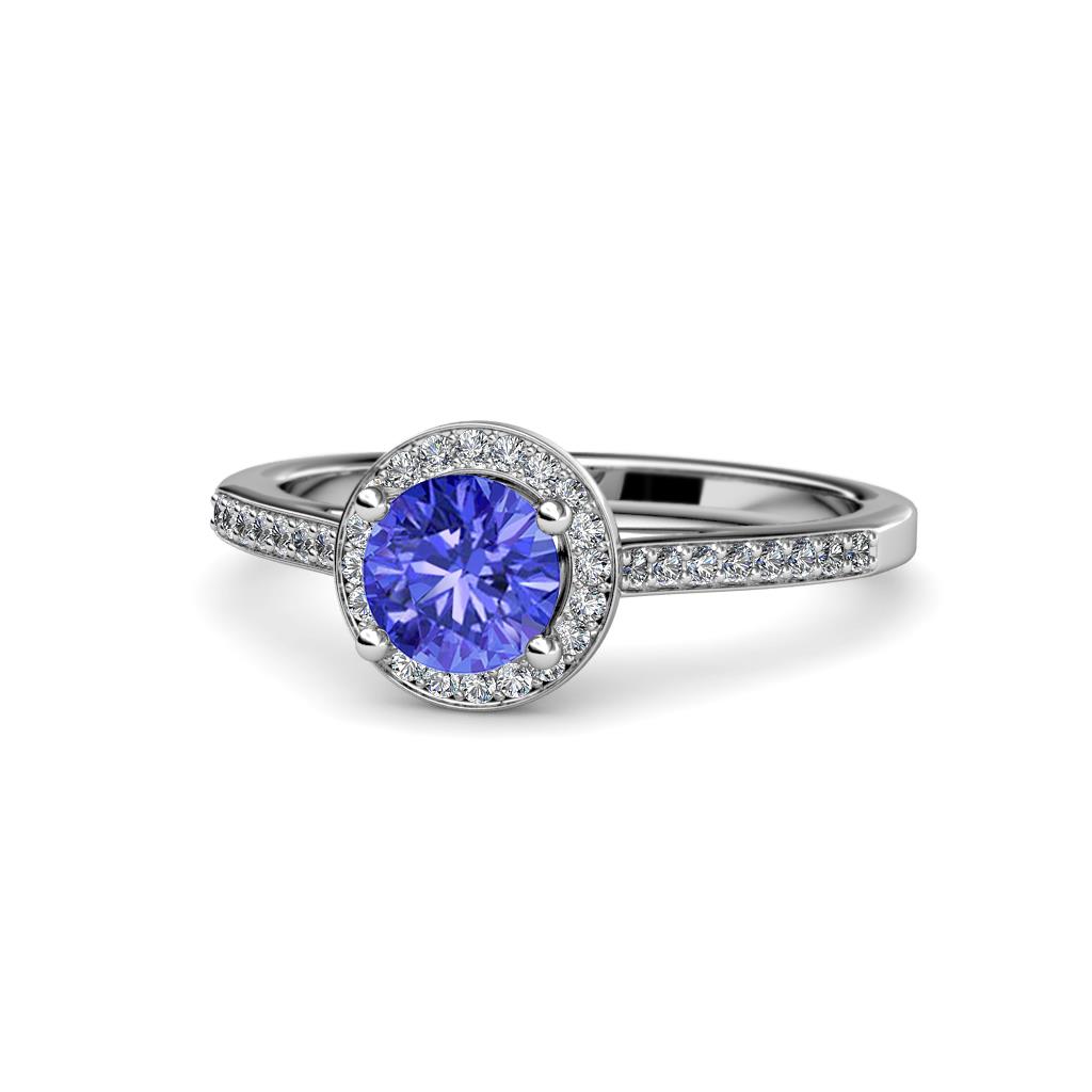 Vida Signature Tanzanite and Diamond Halo Engagement Ring 