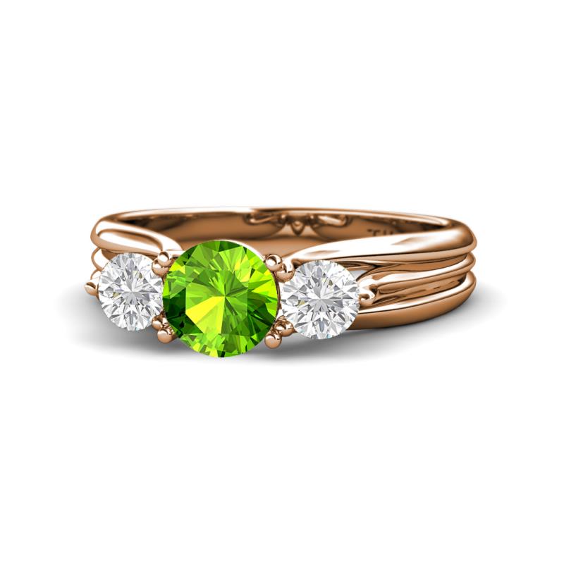 Alyssa Peridot and White Sapphire Three Stone Engagement Ring 