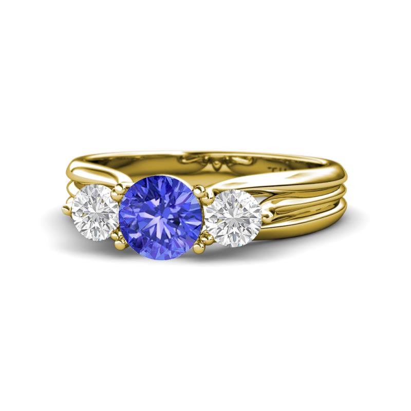 Alyssa Tanzanite and White Sapphire Three Stone Engagement Ring 