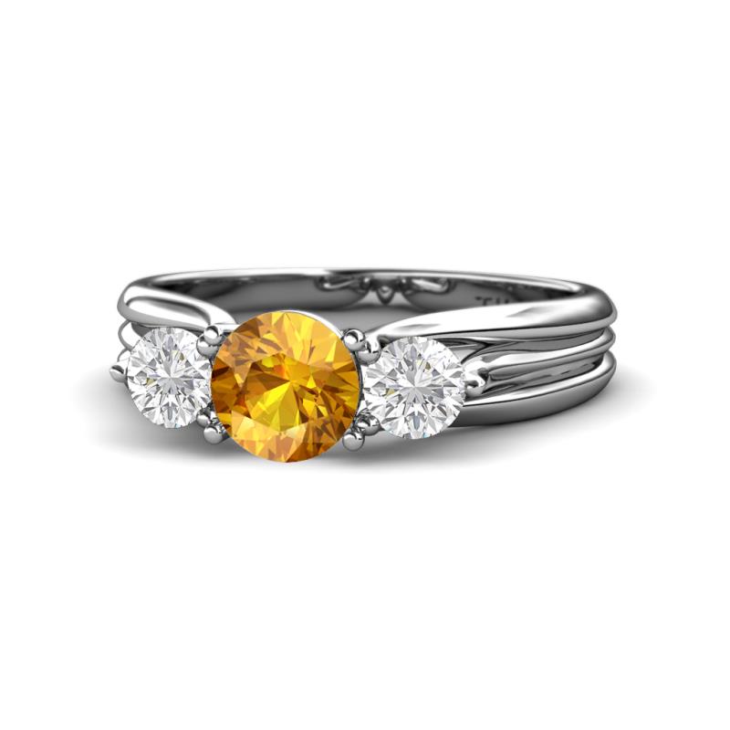 Alyssa Citrine and White Sapphire Three Stone Engagement Ring 