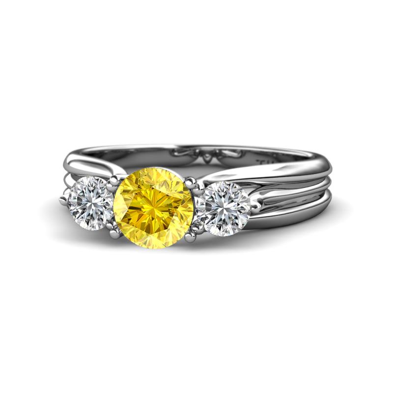 Alyssa 6.00 mm Yellow Sapphire and Diamond Three Stone Ring 