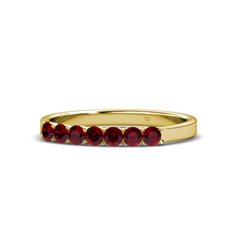 Fiala 2.70 mm Ruby 7 Stone Wedding Band 