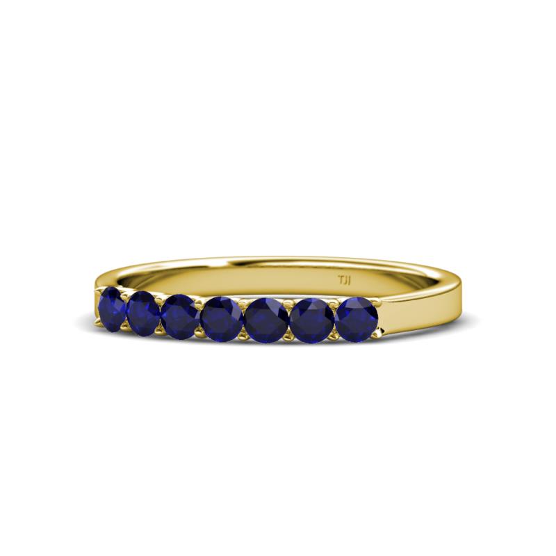 Fiala 2.70 mm Blue Sapphire 7 Stone Wedding Band 