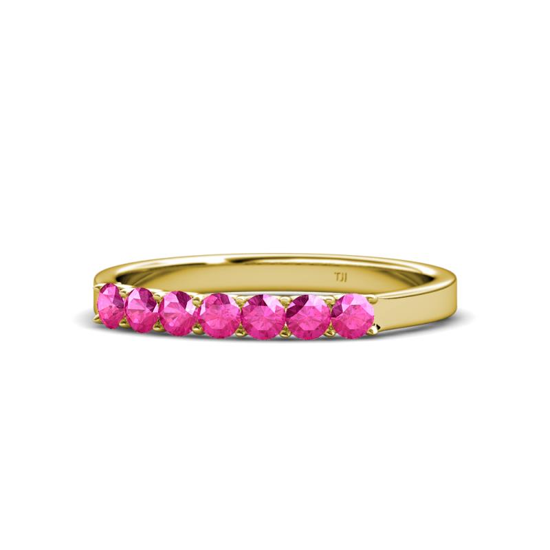 Fiala 2.70 mm Pink Sapphire 7 Stone Wedding Band 