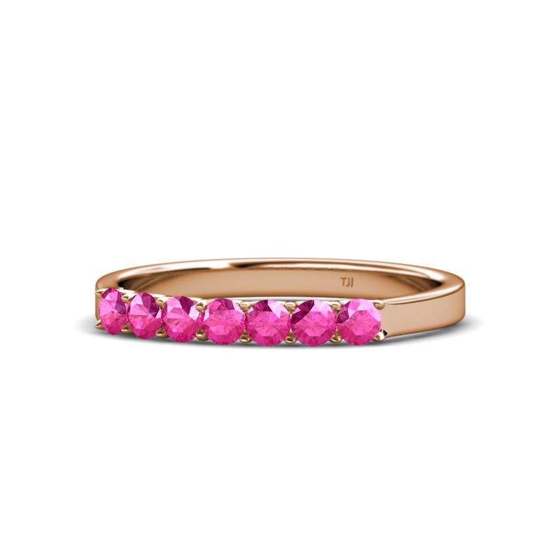 Fiala 2.70 mm Pink Sapphire 7 Stone Wedding Band 