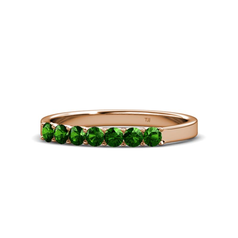 Fiala 2.70 mm Green Garnet 7 Stone Wedding Band 