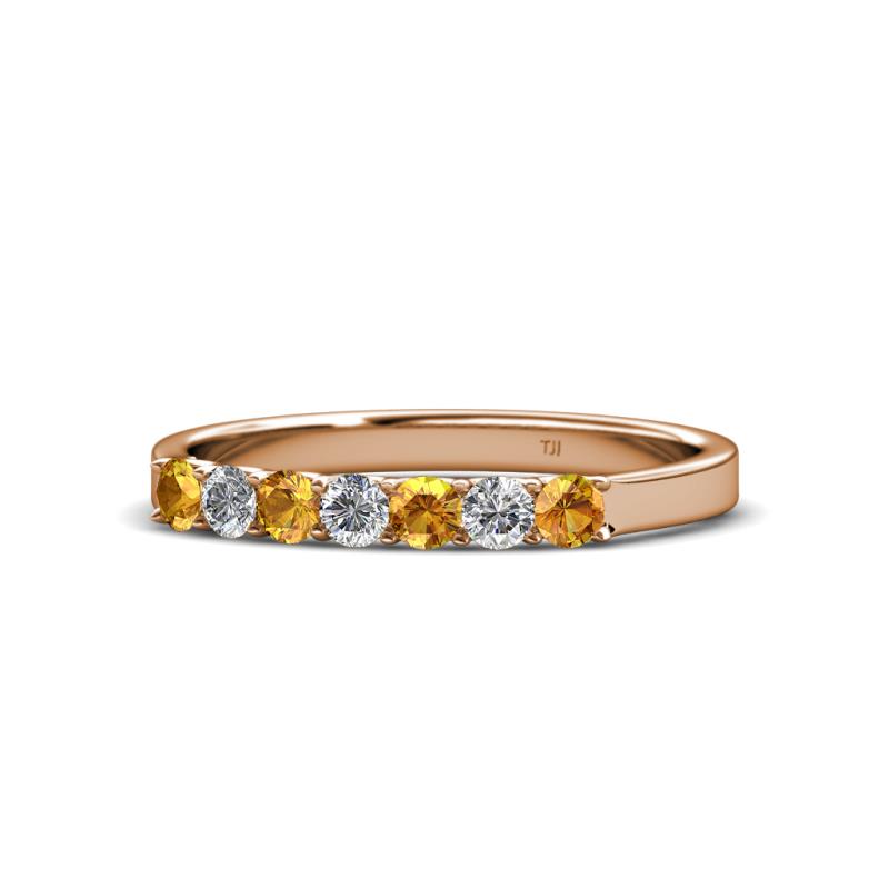 Fiala 2.70 mm Citrine and Diamond 7 Stone Wedding Band 