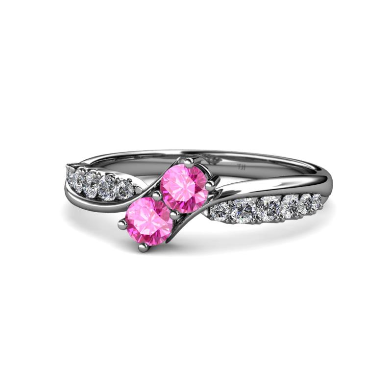 Nicia Pink Sapphire with Side Diamonds Bypass Ring 