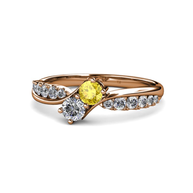Nicia Yellow Sapphire and Diamond with Side Diamonds Bypass Ring 
