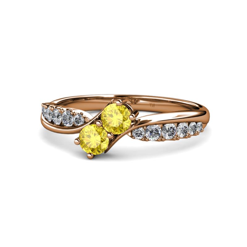 Nicia Yellow Sapphire with Side Diamonds Bypass Ring 