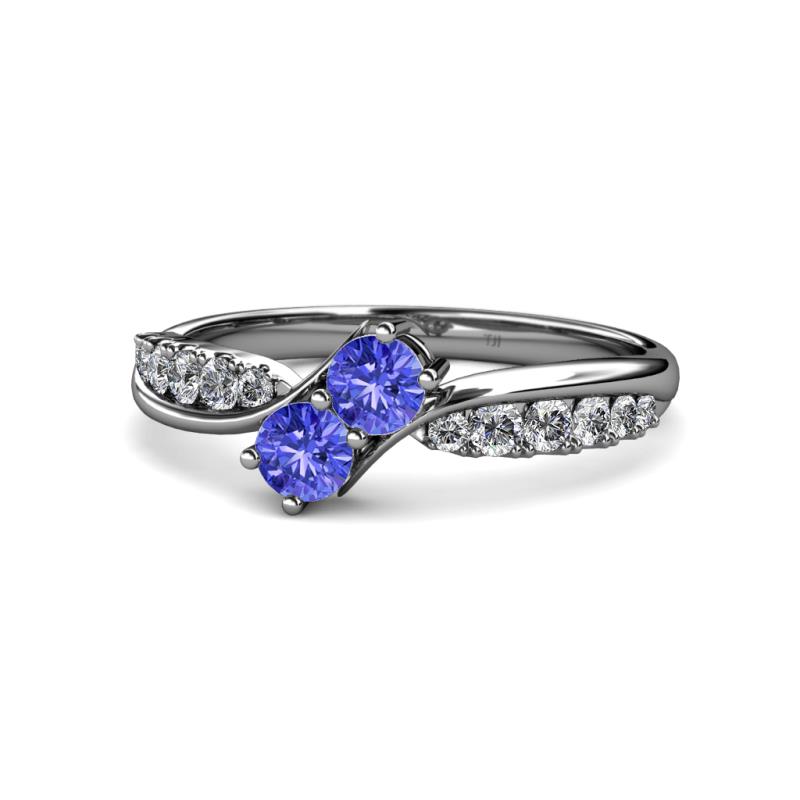 Nicia Tanzanite with Side Diamonds Bypass Ring 