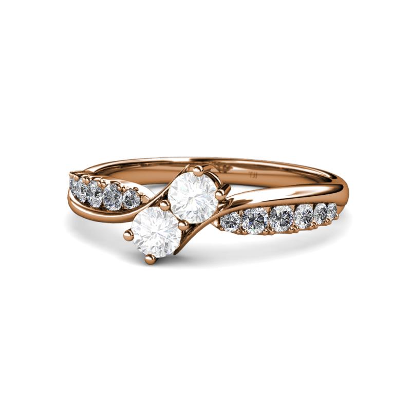 Nicia White Sapphire with Side Diamonds Bypass Ring 