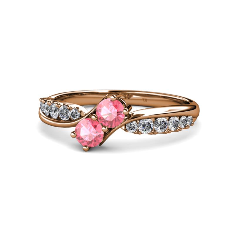 Nicia Pink Tourmaline with Side Diamonds Bypass Ring 