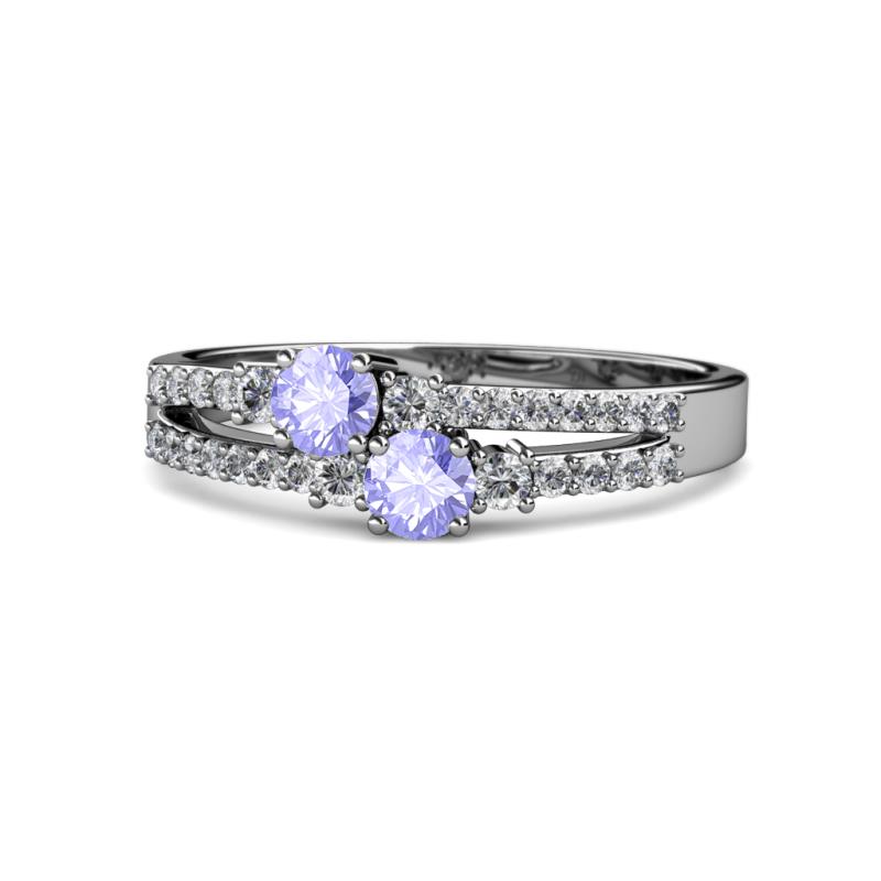 Zaira Tanzanite with Side Diamonds Split Shank Ring 