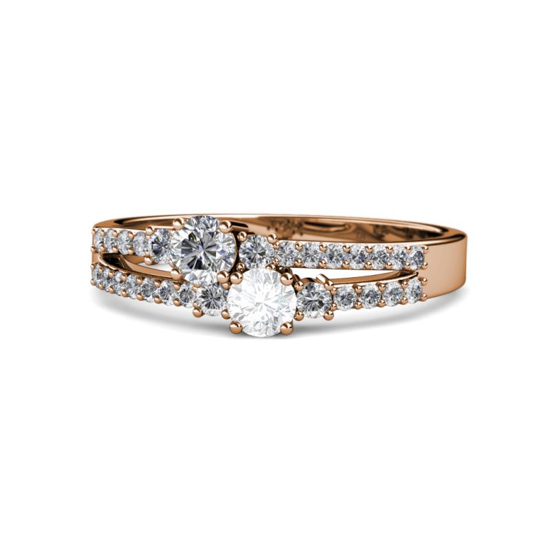 Zaira Diamond and White Sapphire with Side Diamonds Split Shank Ring 