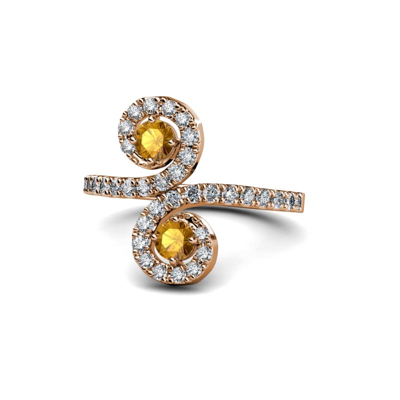 Raene Citrine with Side Diamonds Bypass Ring 