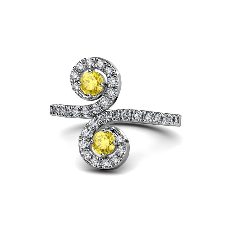 Raene Yellow Sapphire with Side Diamonds Bypass Ring 