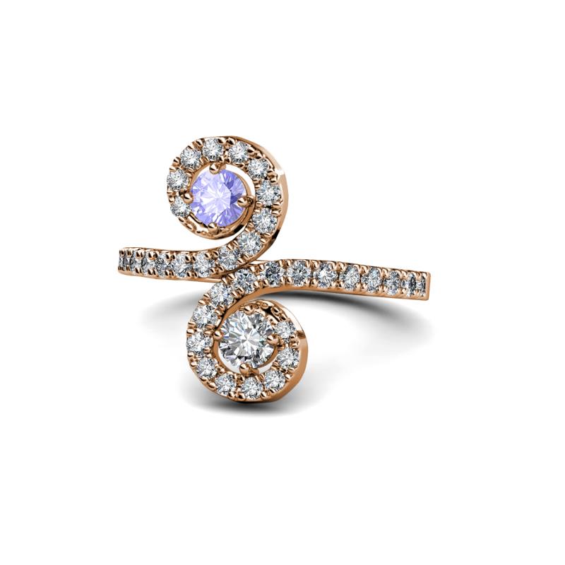 Raene Tanzanite and Diamond with Side Diamonds Bypass Ring 