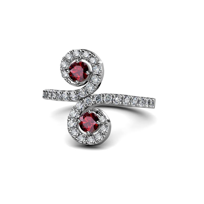 Raene Ruby with Side Diamonds Bypass Ring 