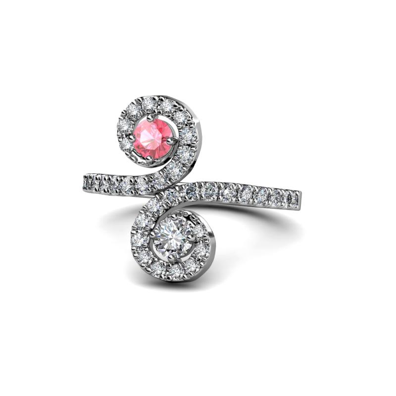 Raene Pink Tourmaline and Diamond with Side Diamonds Bypass Ring 