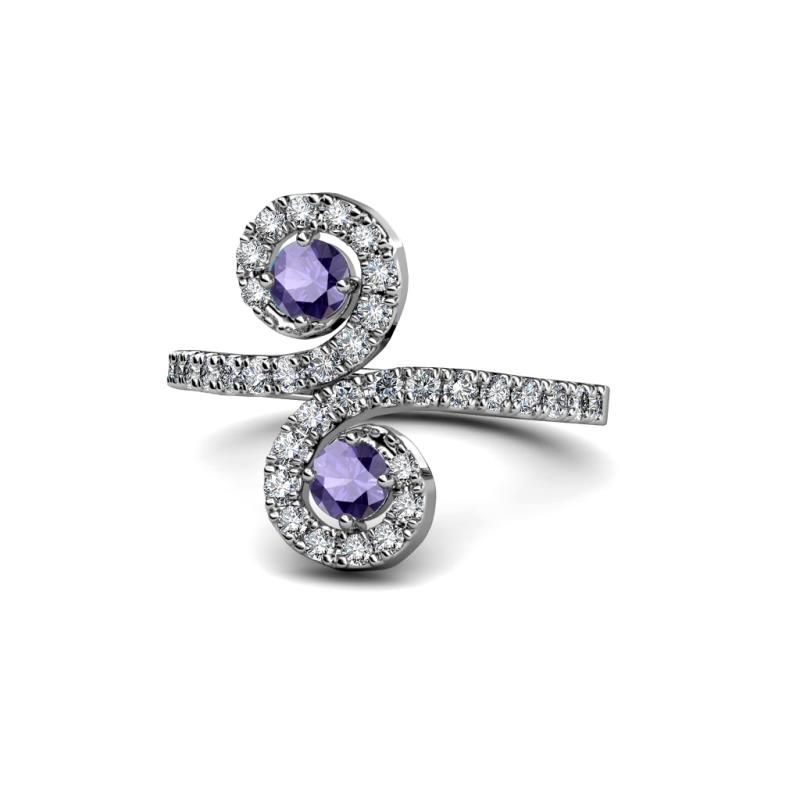 Raene Iolite with Side Diamonds Bypass Ring 