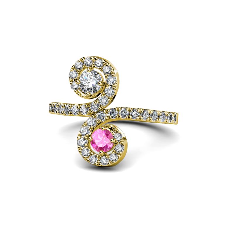 Raene Diamond and Pink Sapphire with Side Diamonds Bypass Ring 